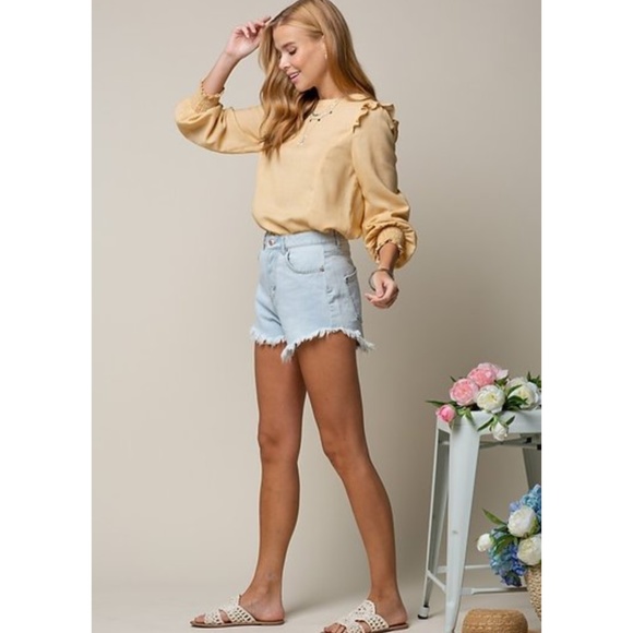 NWT Yellow Ruffle Blouse - Picture 5 of 7